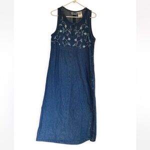 Vintage Erika & Co embroidered button side Denim Dress, size small